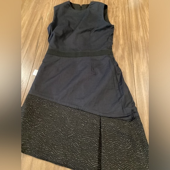 Carven black asymmetrical jaquered black sleeveless Shift Cocktail mini Dress 34 - Picture 15 of 16